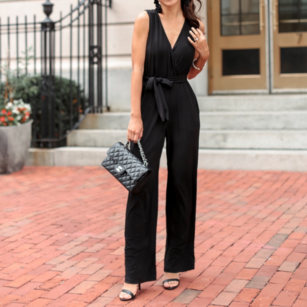 Petite Black Sleeveless Wide Leg Jumpsuit